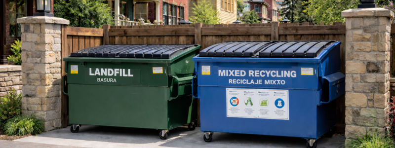Landfill and Mixed Recycling Bins