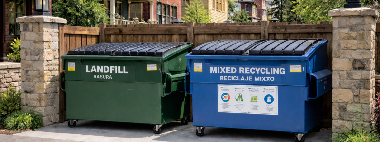 Trash and Recycling Waste Bins